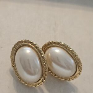 Faux Gold And Pearl Earrings
